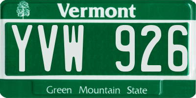 VT license plate YVW926