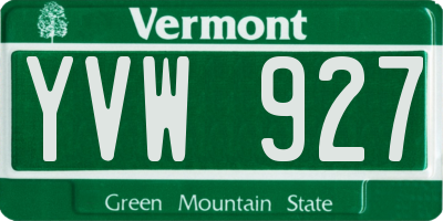 VT license plate YVW927