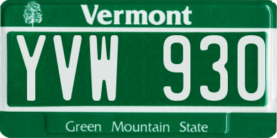 VT license plate YVW930