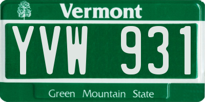 VT license plate YVW931