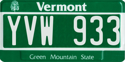 VT license plate YVW933