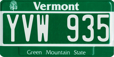 VT license plate YVW935