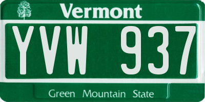 VT license plate YVW937