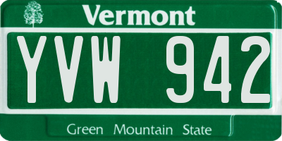 VT license plate YVW942