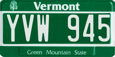 VT license plate YVW945