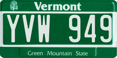 VT license plate YVW949