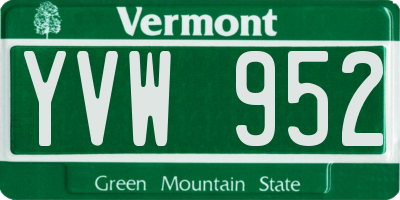 VT license plate YVW952