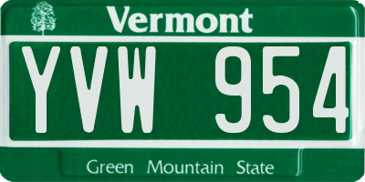 VT license plate YVW954