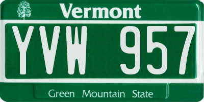 VT license plate YVW957
