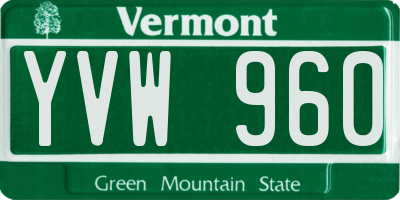 VT license plate YVW960