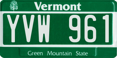 VT license plate YVW961