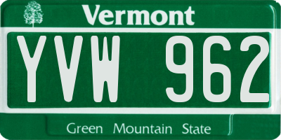 VT license plate YVW962