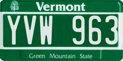 VT license plate YVW963