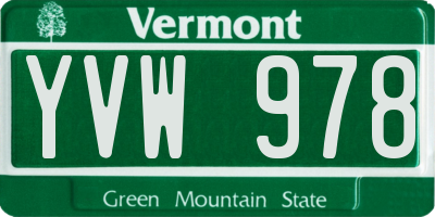 VT license plate YVW978