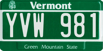 VT license plate YVW981