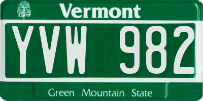 VT license plate YVW982
