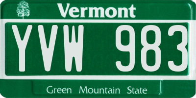 VT license plate YVW983