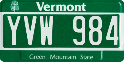 VT license plate YVW984
