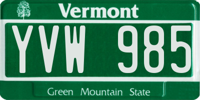 VT license plate YVW985