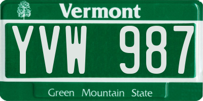 VT license plate YVW987