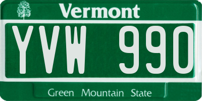 VT license plate YVW990