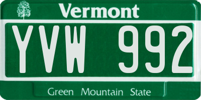 VT license plate YVW992