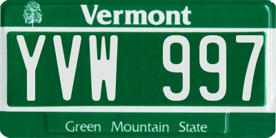 VT license plate YVW997