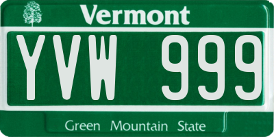 VT license plate YVW999