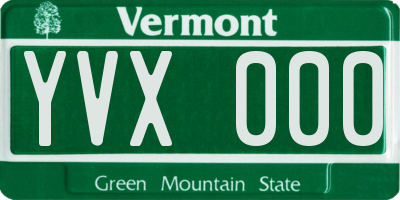 VT license plate YVX000