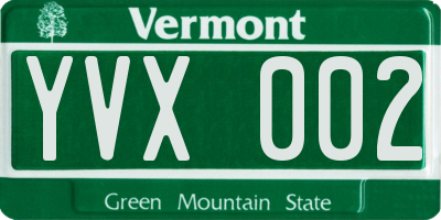VT license plate YVX002