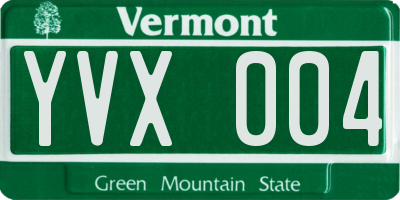 VT license plate YVX004