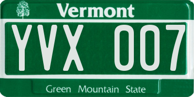 VT license plate YVX007
