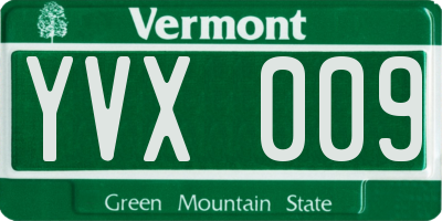VT license plate YVX009
