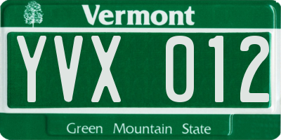 VT license plate YVX012