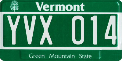 VT license plate YVX014