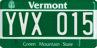 VT license plate YVX015