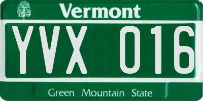 VT license plate YVX016