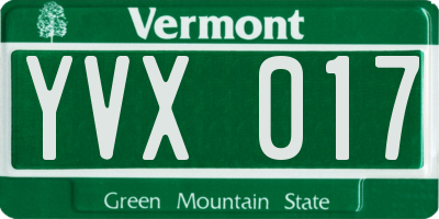VT license plate YVX017