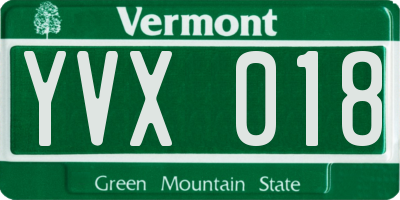 VT license plate YVX018