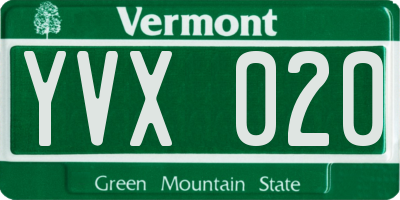 VT license plate YVX020