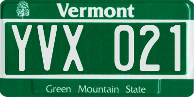 VT license plate YVX021