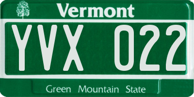 VT license plate YVX022