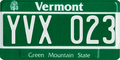 VT license plate YVX023