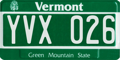 VT license plate YVX026