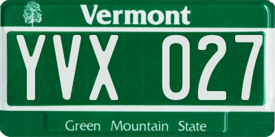 VT license plate YVX027