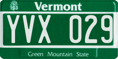 VT license plate YVX029