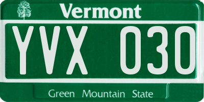 VT license plate YVX030