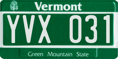 VT license plate YVX031