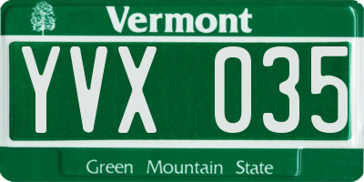 VT license plate YVX035