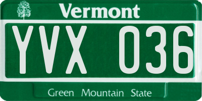 VT license plate YVX036